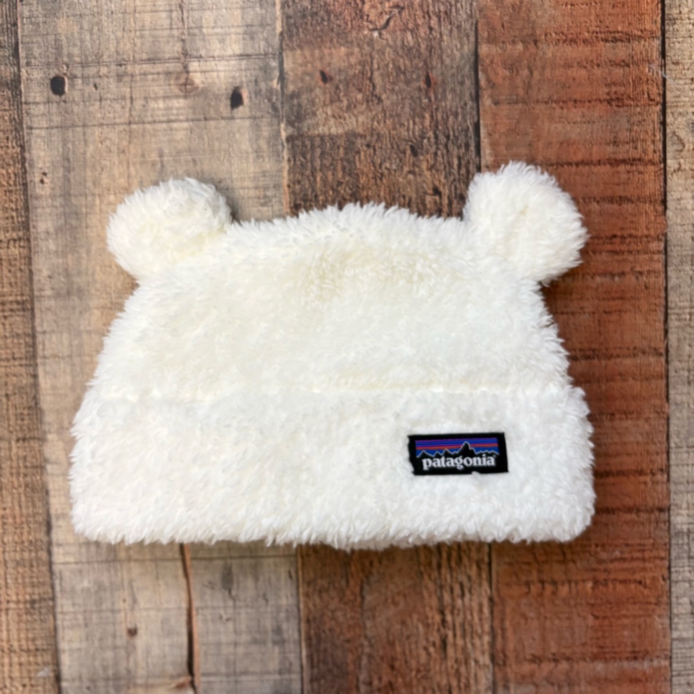 Patagonia Baby Fleece Bear Ear Hat Cream Ivory Warm Winter Cap
